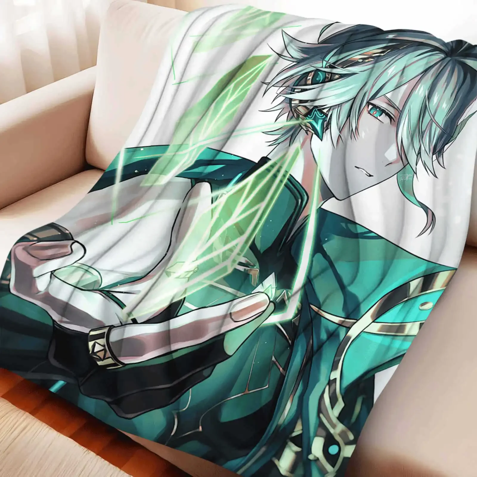 Genshin Impact Alhaitham Flannel Blanket Cover Winter Warm Soft Anime Blanket Multifunctional Decor Home Universal Blankets