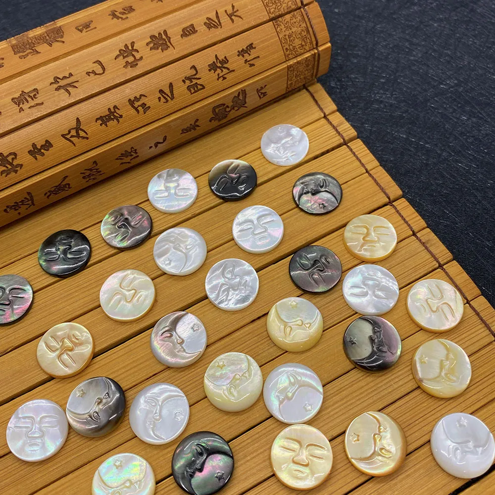 

Sun-shaped Moon-shaped Natural Seawater Shell Holeless Loose Beads Carved Cabochons DIY Accessories Necklaces Bracelets Earrings