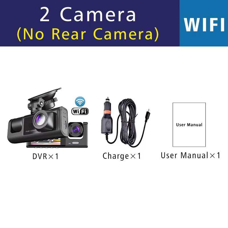 1080P 3-Kanal-Objektiv WLAN Dashcam Auto DVR Innenraumkamera Mini-Recorder Video-Registrator Dashcam Dreiwege-Videokamera