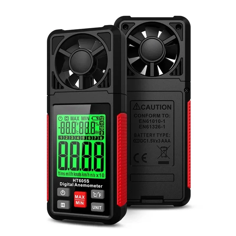 Portable Wind Speed Meter Thermal Air Flow Detector for HVAC Technicians Engineers High Precision Digital Anemometer with LCD