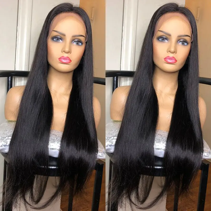 

Bombshell Jet Black Long Straight Synthetic 13x4 Lace Front Wigs Glueless High Quality Heat Resistant Fiber Hair For Women Wig