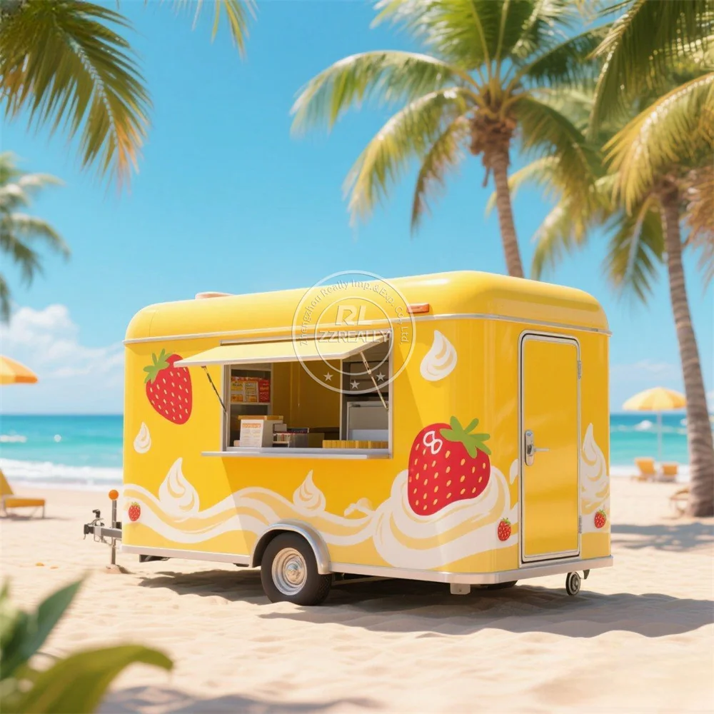 

Catering Trailer Mobile Kitchen Street Ice Cream Cart Concession Food Trailer Customized Fast Food Truck With Full Kitchen