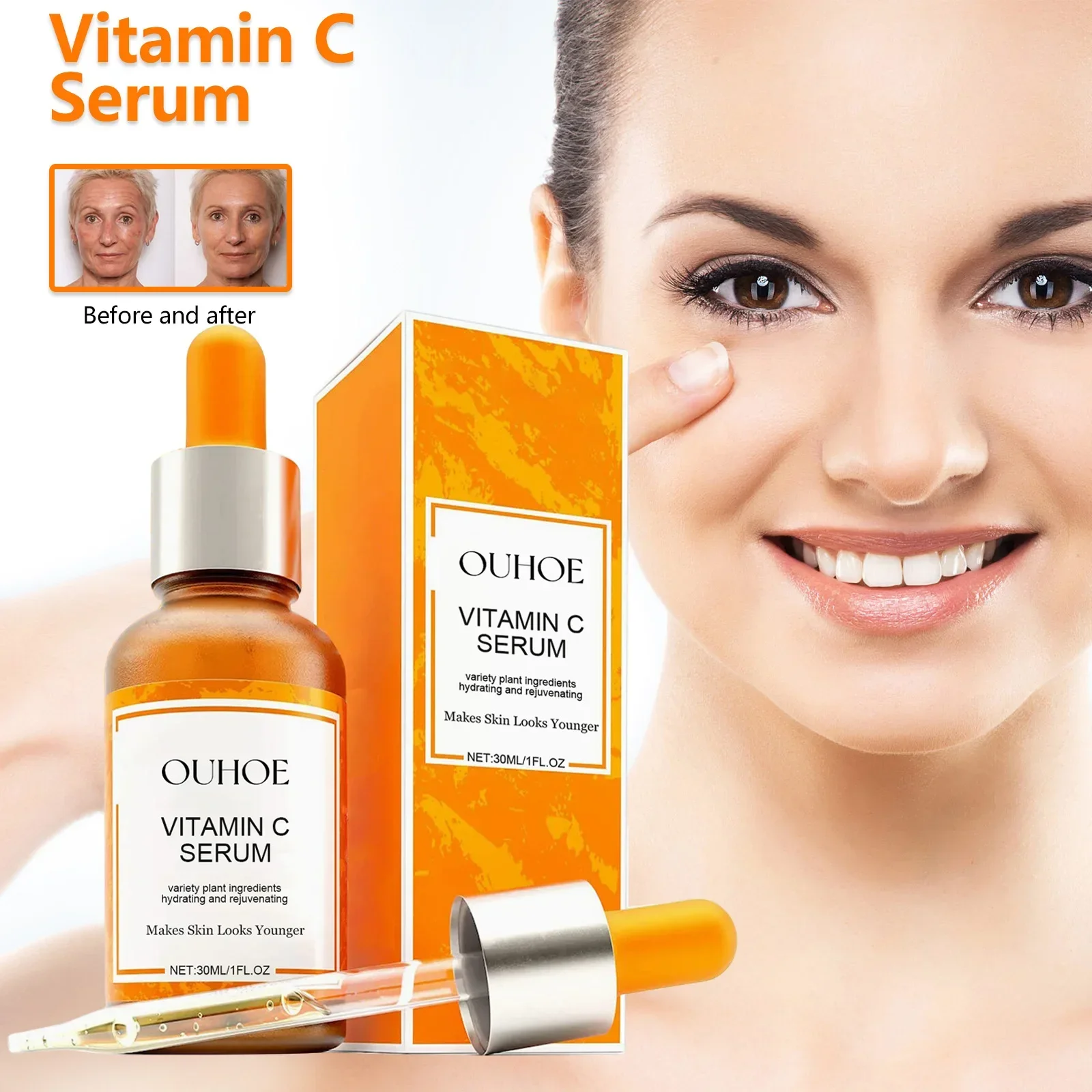 

OUHOE Vitamin C Facial Essence Fading Fine Lines and Nasolabial Folds Tightening Facial Skin and Preventing Aging Essence