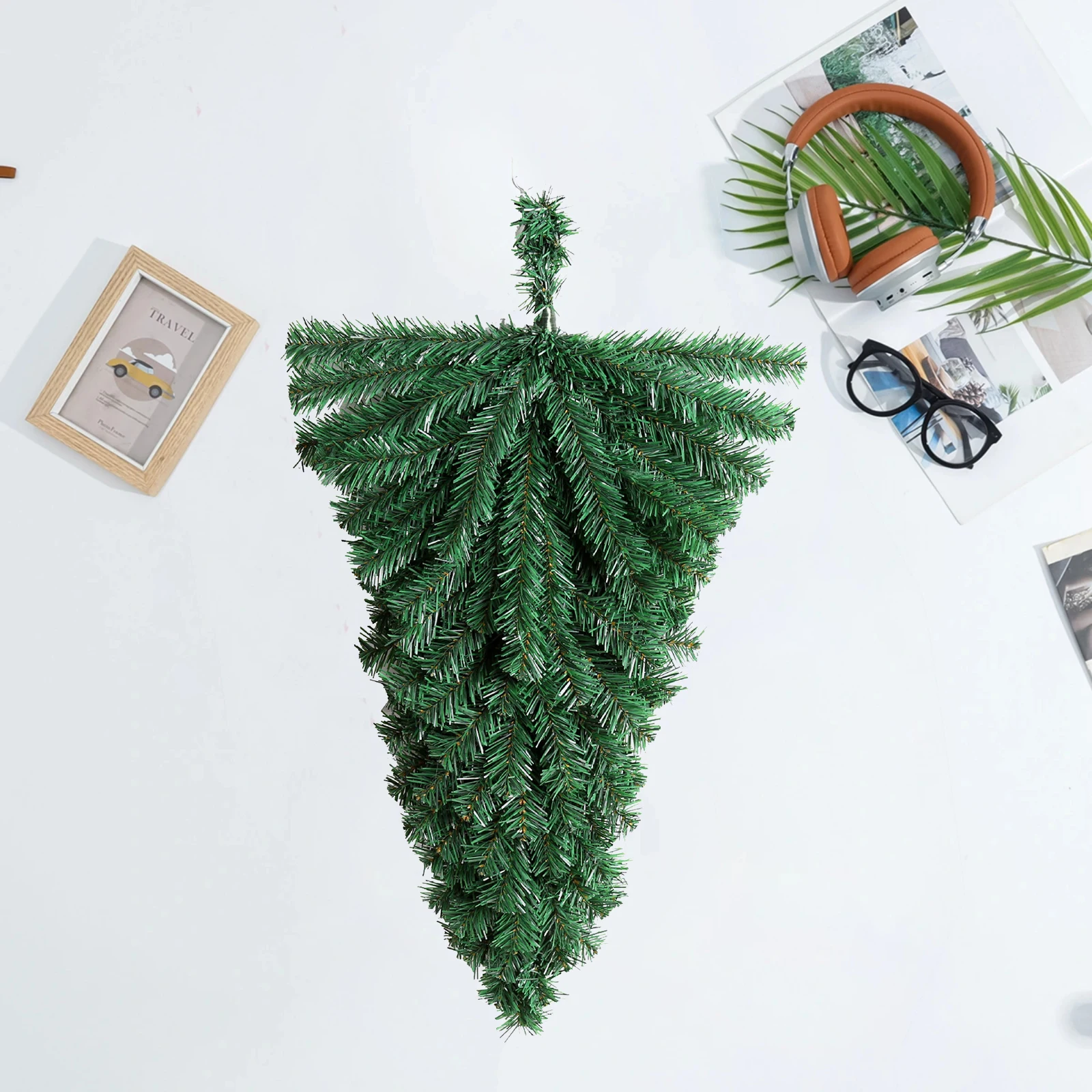 Diy guirlanda de natal casa pendurado decoração árvore de natal lágrima falso pinheiro porta swag artificial verde guirlanda presentes do feriado