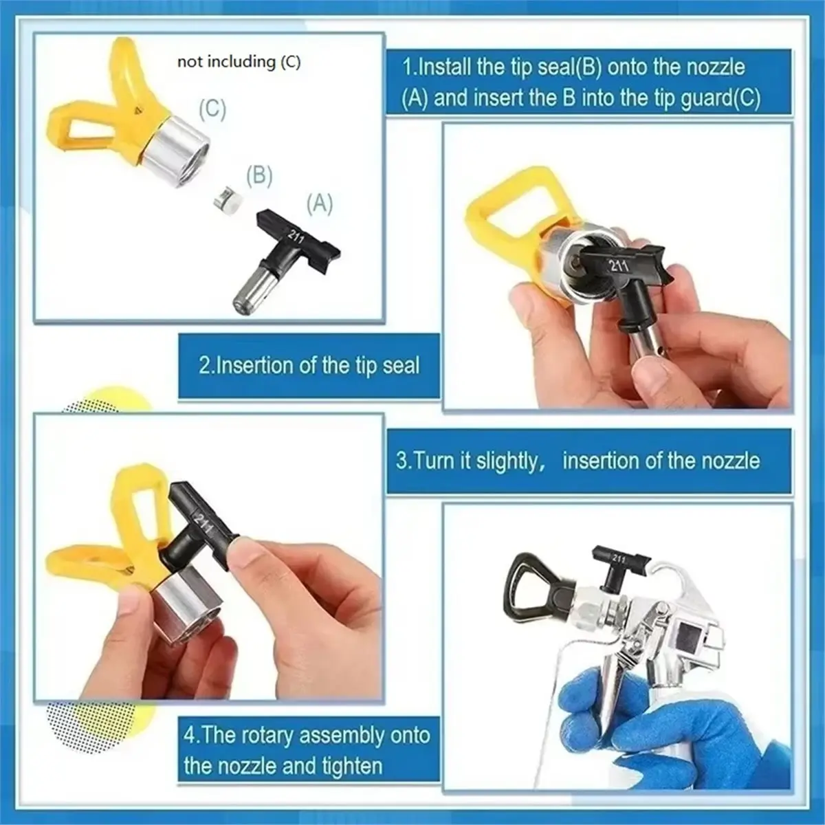 10Pcs Reversible Airless Tip Nozzles - Perfect for Ve-Vor, Spray Nozzle Metal