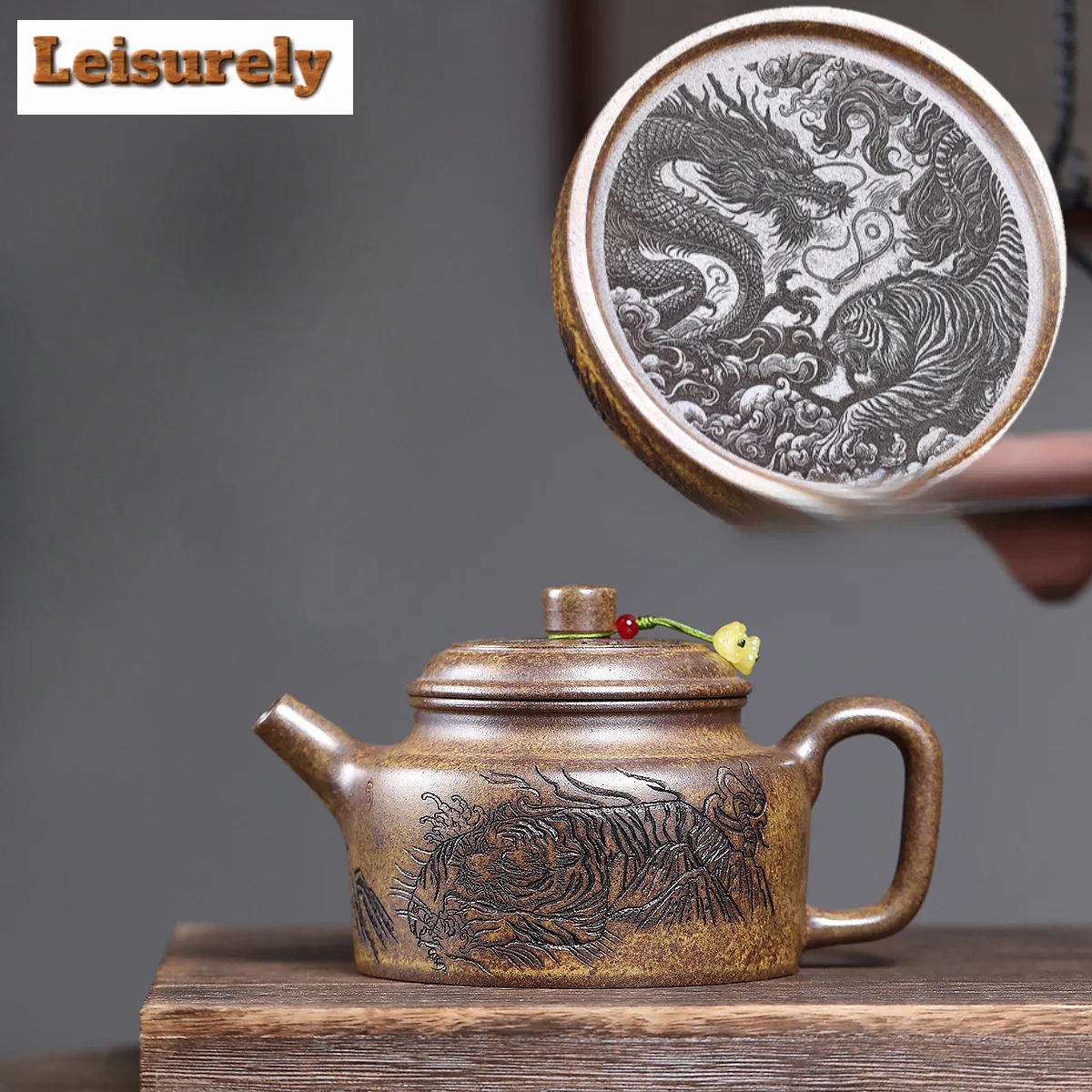 

510ml Yixing Purple Clay Teapots Handmade Dragon Tiger Pot Raw Ore Wood-fired Porcelain Mud Kettle With Filter Zisha Tea Set