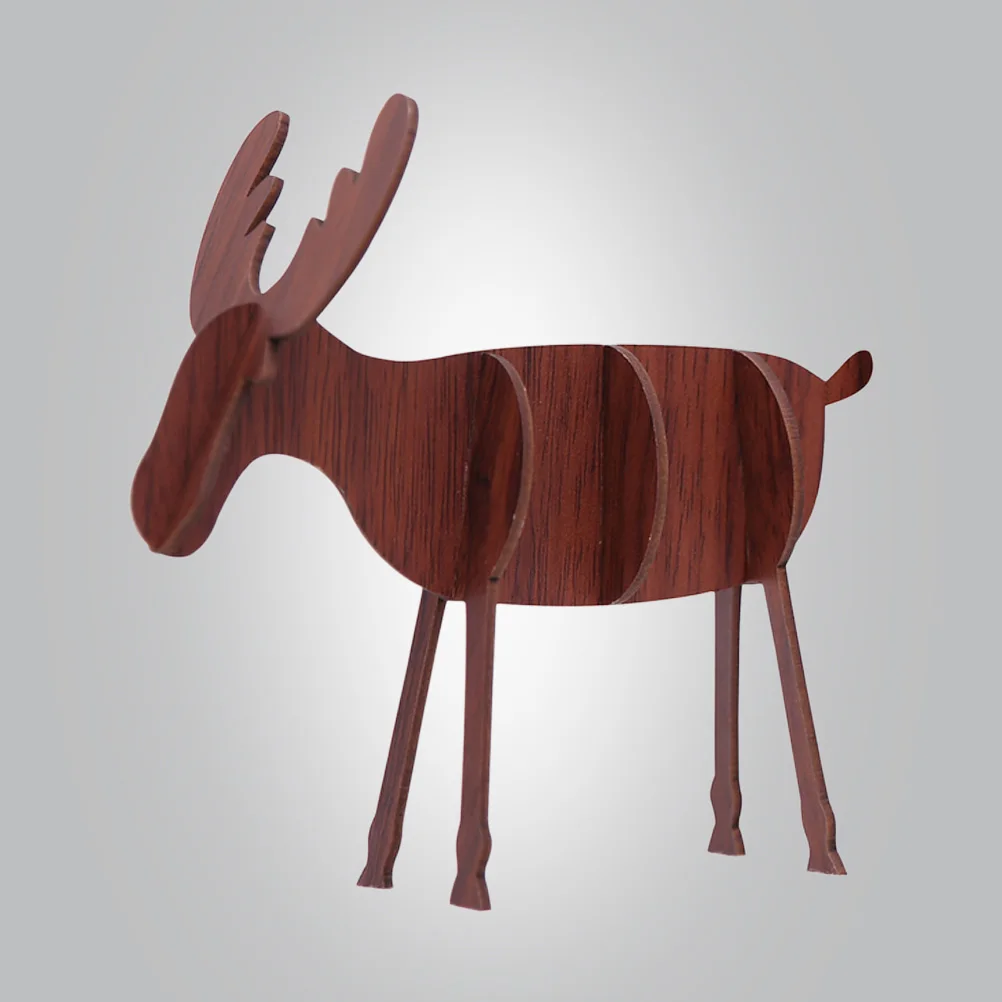 

Elk Ornaments Wood Reindeer Decor Decoration Christmas Dining Table Craft Animals for Crafts Bamboo Large Statue Tabletop Child
