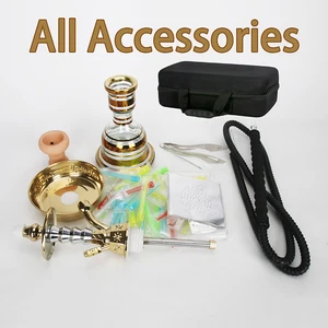 EVA için bir seyahat çantası ile çinko alaşımından nargile seti, lüks Arapça nargile, mısır nargile borusu sadece chicha tamamlandı, nargile, taşınabilir 12-En çok satan, nargile, Mısır - №5