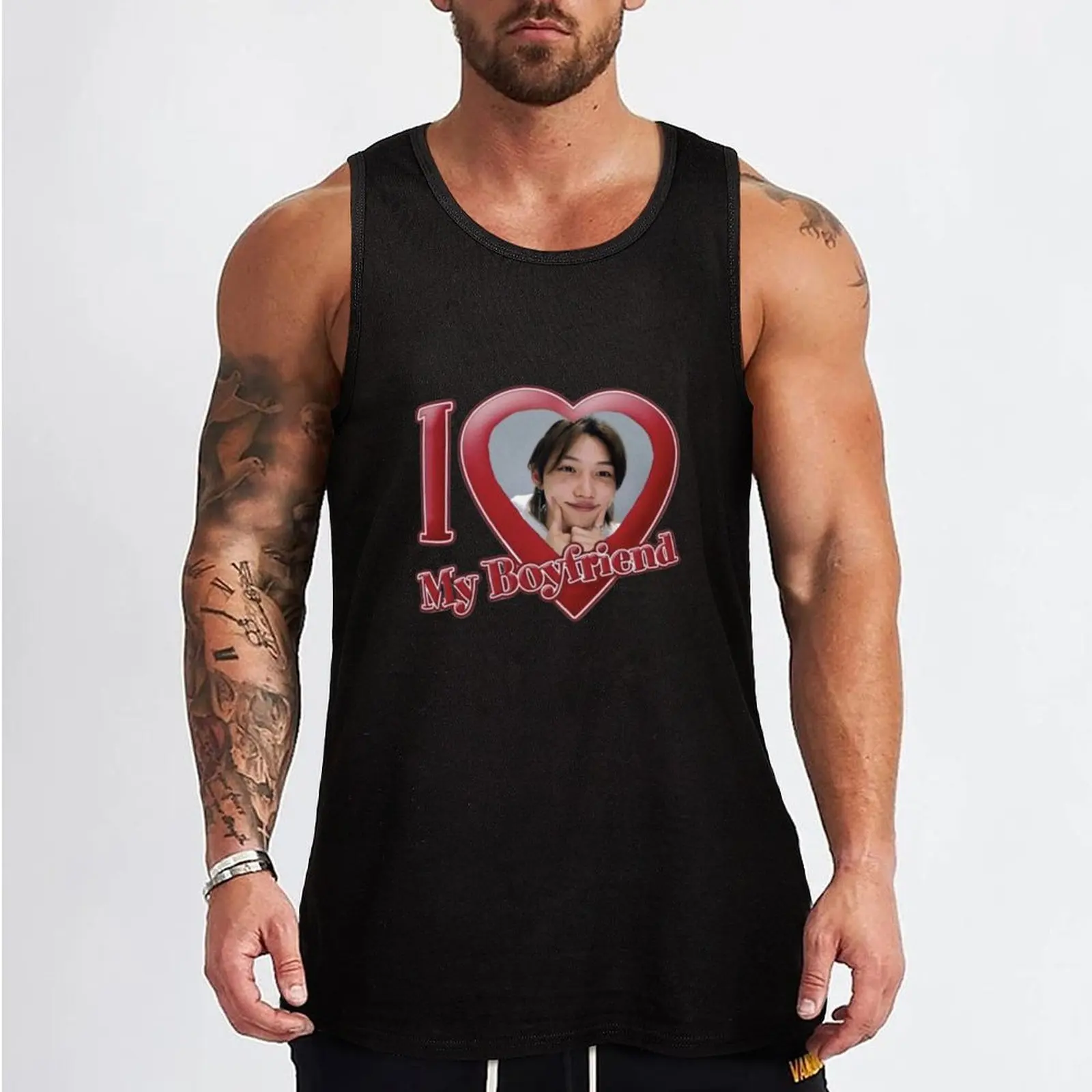 I love my boyfriend (Felix) Tank Top men gym clothing muscular man Man summer clothes Japanese t-shirt