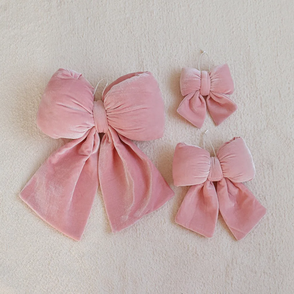 Velvet Fabric Bowknot Pendant Bowknot Shape Classic Christmas Style Christmas Tree Decorations DIY Christmas Bow Ornament