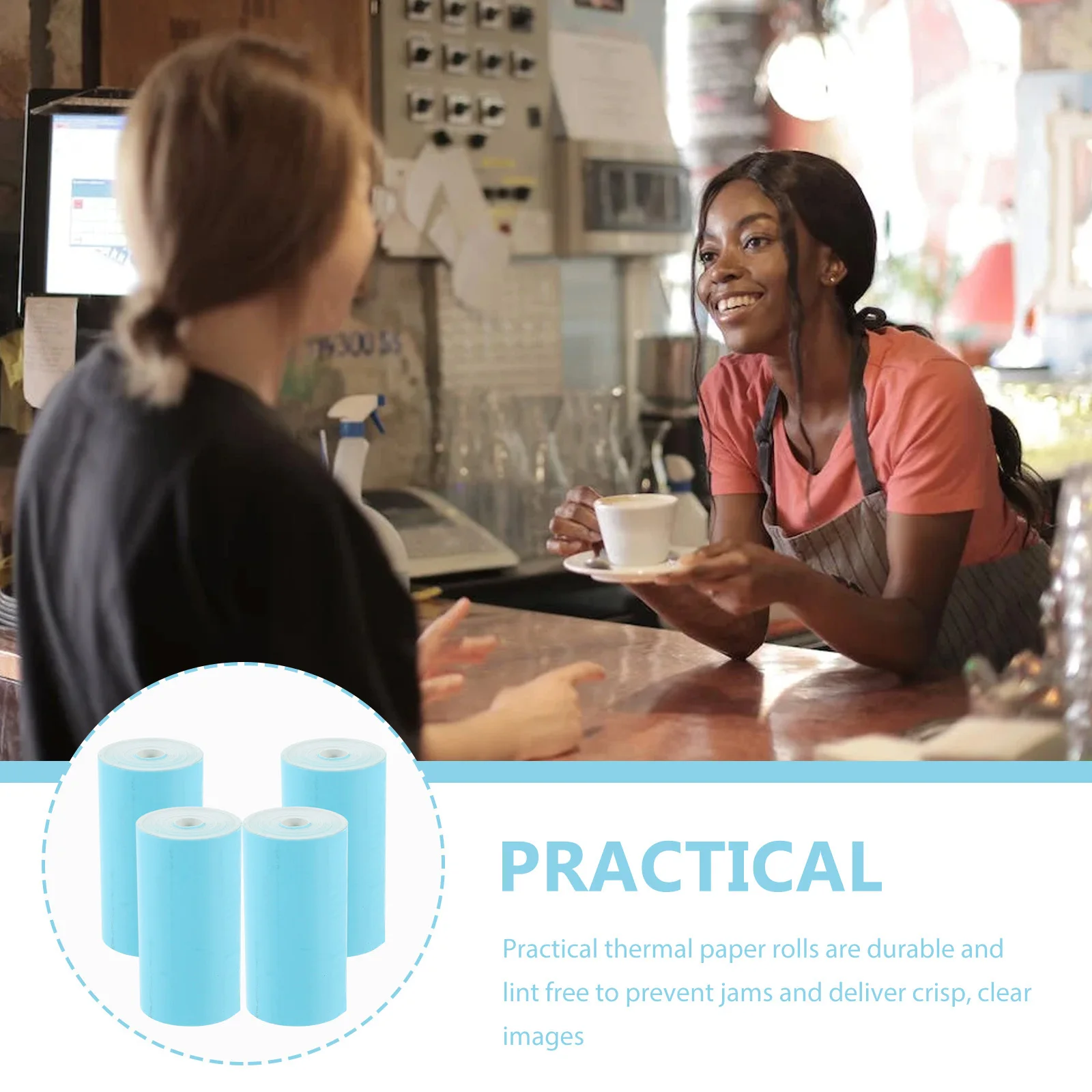 4 Rolls Thermal Printer Paper Lint Free Multipurpose Till Rolls for Office Supermarket Receipt Paper Thermal Papers