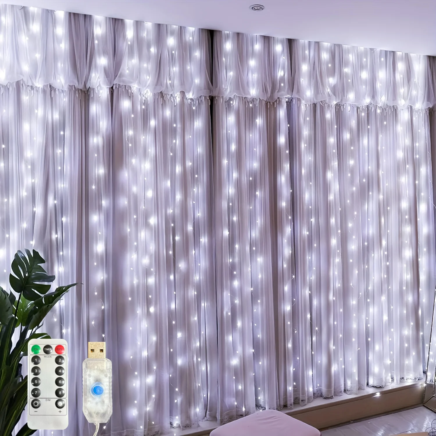 USB-Weihnachts-LED-Lichterketten, Innen-Lichtvorhänge, Geeignet für Schlafzimmer, Hintergrundbeleuchtung, Festbeleuchtung