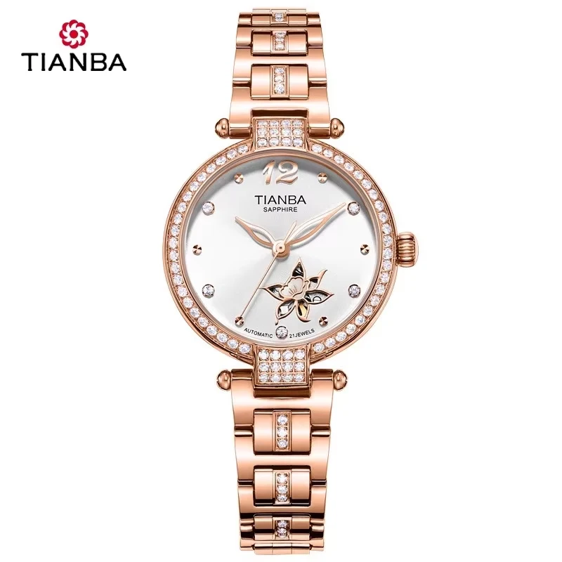 TIANBA Automatic Mechanical Watch Fashion hollow dial business casual women's watchTL6038.02SR