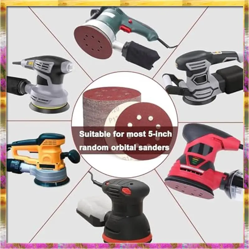 

ABSU 160PCS 5Inch Sanding Disc,60/80/120/150/240/320/400/600Grit 8 Hole Hook And Loop Sandpaper,Sand Paper For Orbital Sander Du
