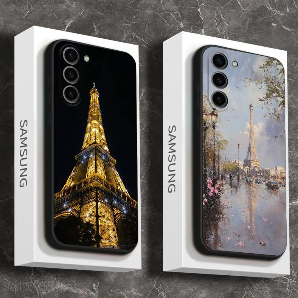 Paris Eiffel Tower Phone Case For Samsung Galaxy A 73,72,51,53,52,71,22,5G,Note,J7,8,9 Soft Black Cover