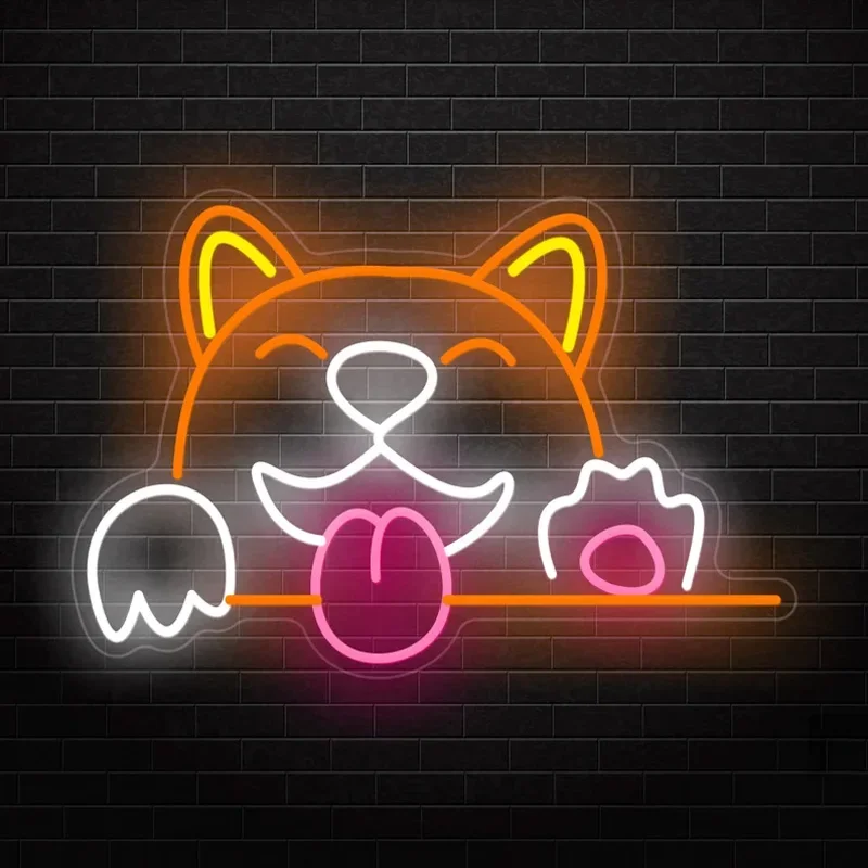 Neon Sign Dog Anime Cartoon Shape Neon Sign Custom for Cute Room Decor Drunk In Love Bar Store Neon Decoration Light Night Lamp