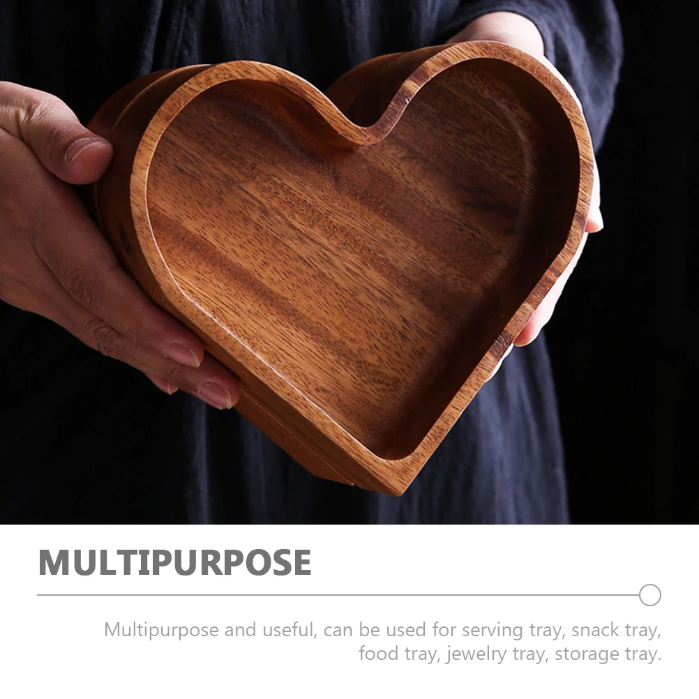 

Heart Shaped Wooden Tray for Jewelry Storage Dried Fruits Snack Serving Tray Kitchen Accessories Bedroom Decor