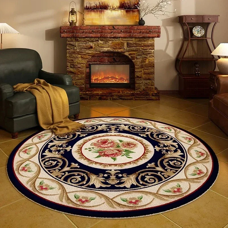 ~O~Round Vintage Floral Area Rug with Elegant European Scroll Design – Soft, Durable & Available in Multiple Colors