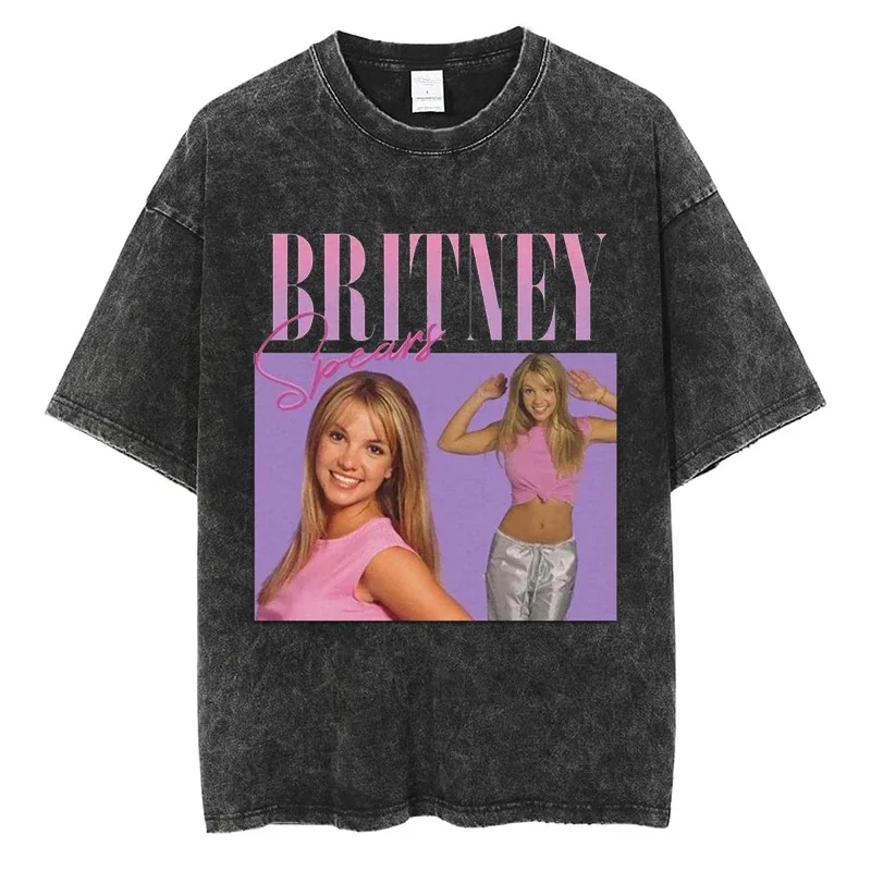 Singers Britney Spears Graphic T-shirt Music Cover Print Tees Quality Cotton Vintage Oversized Short Sleeve Men Women Streetwear