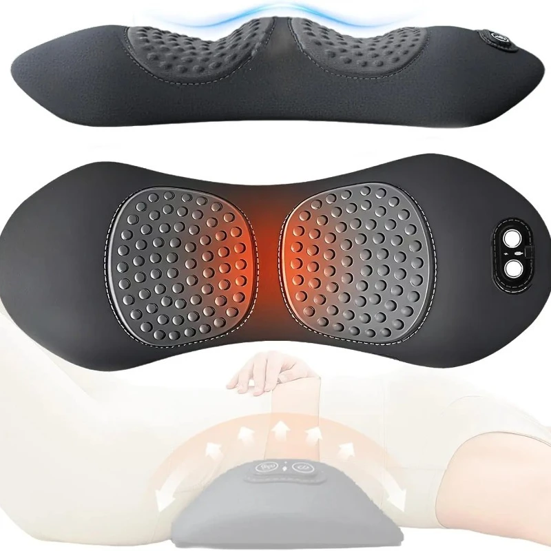 3 in 1 Lumbar Pillow，Smooth Triple Fusion Electric Back Massager with Vibration & Heat for Bed,Chair