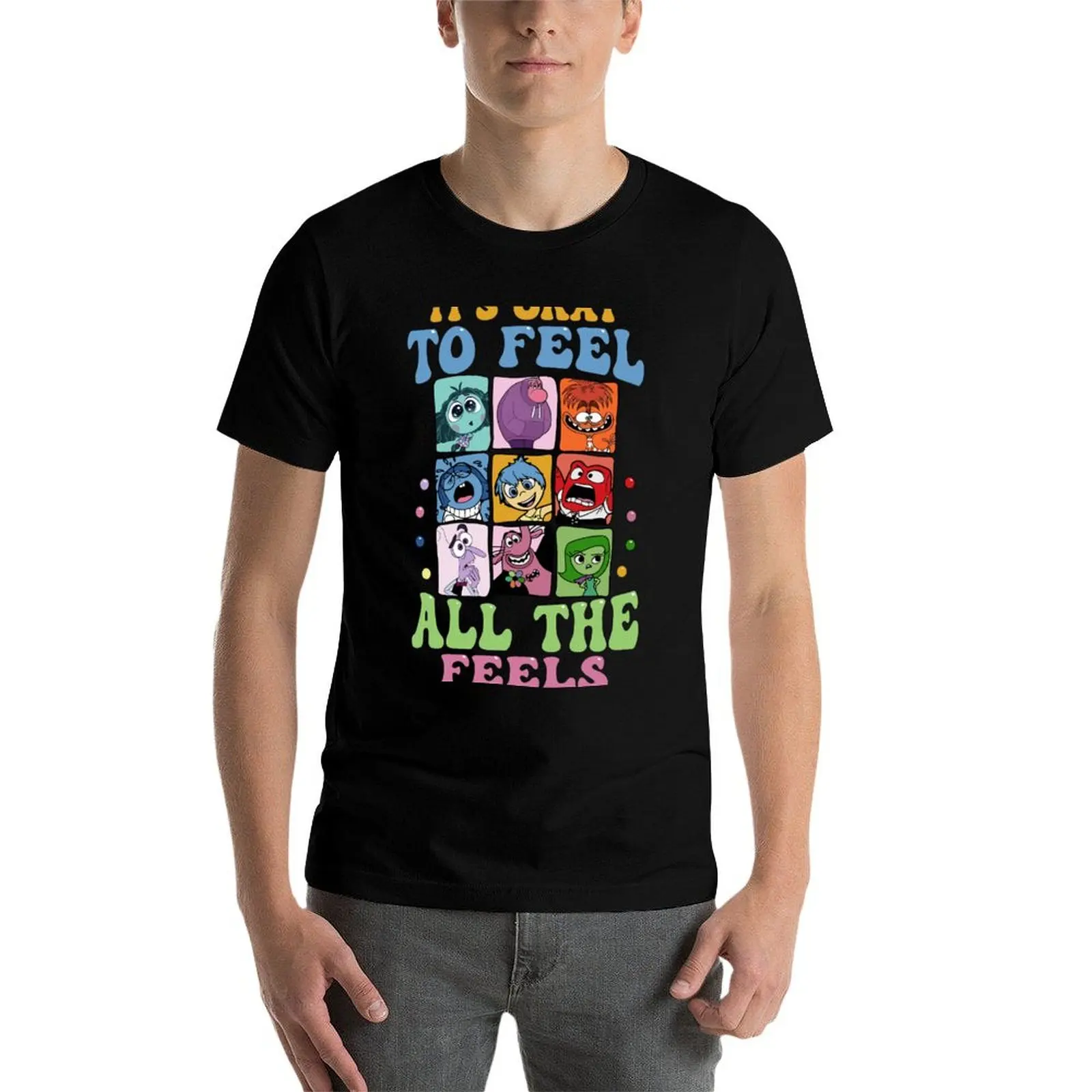 Funny Inside Out It's Okay To Feel All The Feels T-Shirt vintage hippie clothes mens champion t shirts image 3