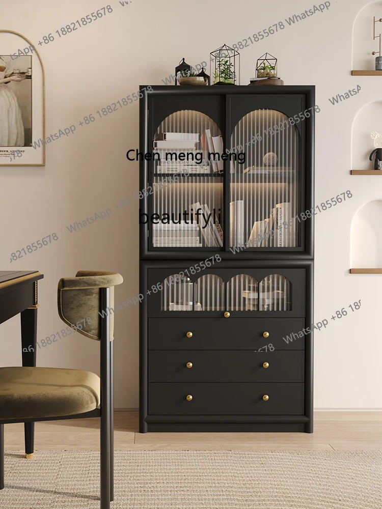 

French Entry Lux Solid Wood Sideboard Free Combination Floor Guest Chest of Drawers Display Sliding Door Storage Organizer
