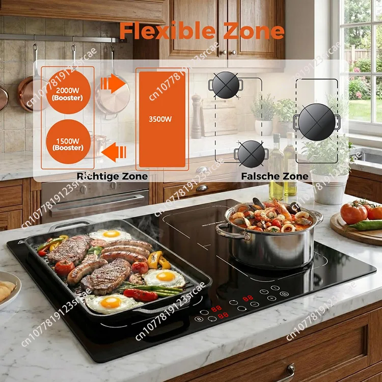 

60Cm Four-head Induction Cooker 220V Flexible Area Four-head Induction Cooker Commercial Kitchen Cooking Stove