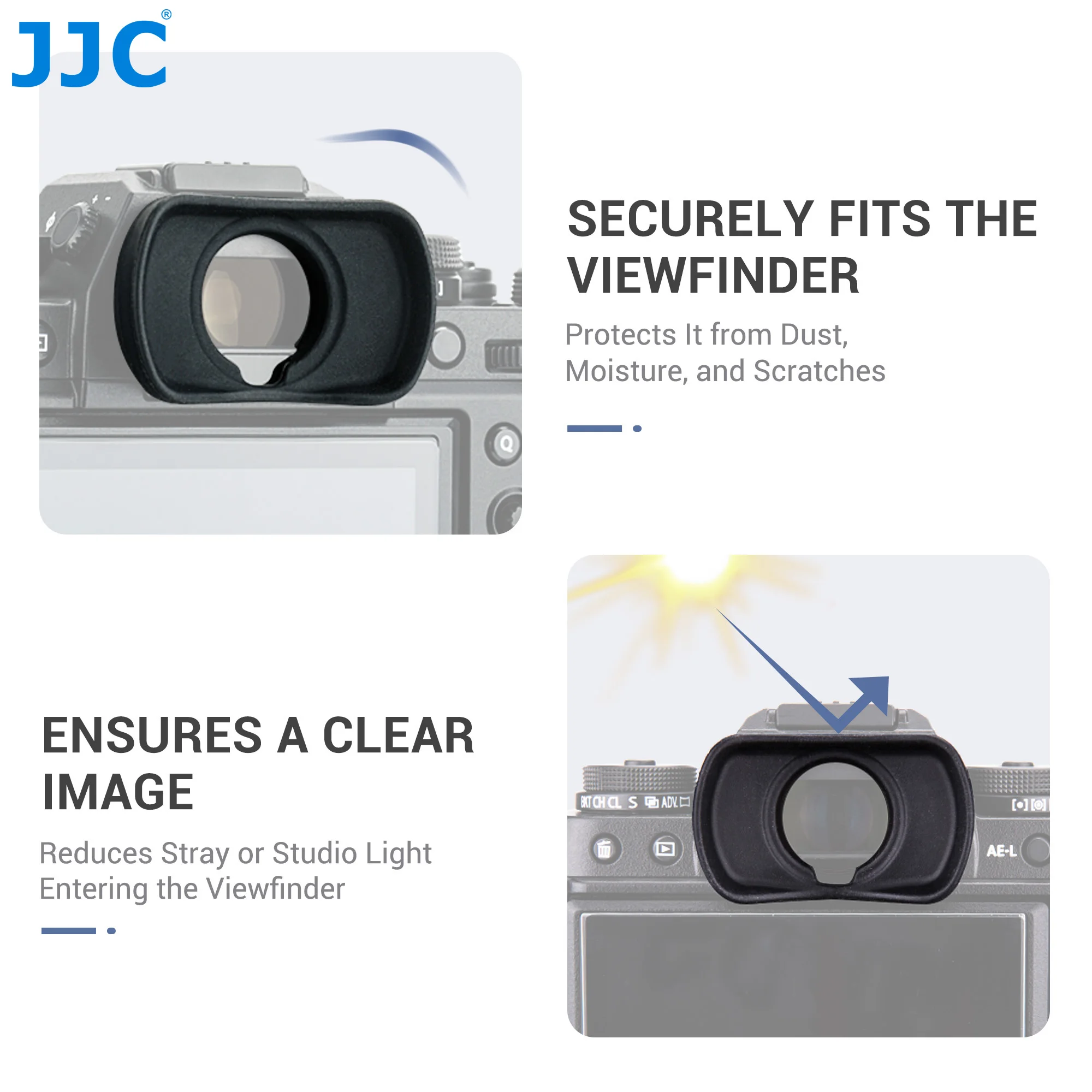 JJC EC-XT Soft Silicone Eyepiece Eyecup Viewfinder Eye Cup for Fujifilm X-T5 X-H2 X-T4 X-T3 X-T2 X-T1 XT4 XT3 XT2 XT1 GFX100