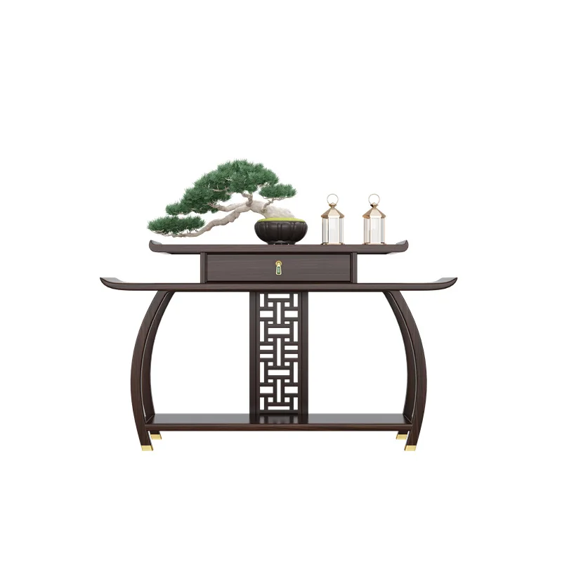 

LH new Chinese entrance table solid wood strip case living room entrance door table against the wall entrance cabinet
