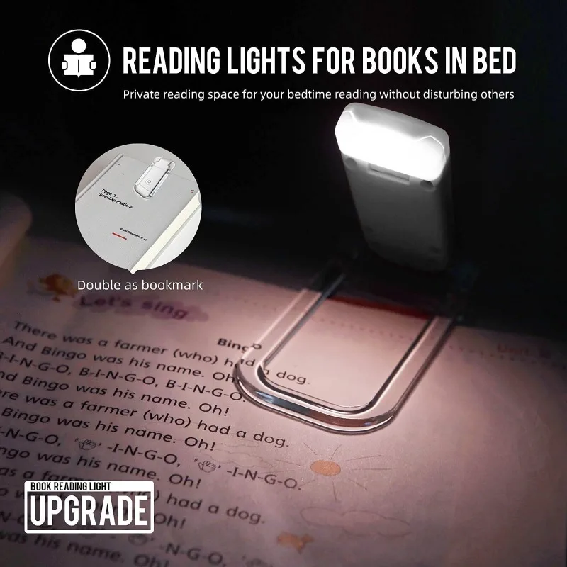 Portable LED Book Reading Light Clip Bookmark Night Light USB Charging Warm Eye Care Light for Bedtime Reading Travel