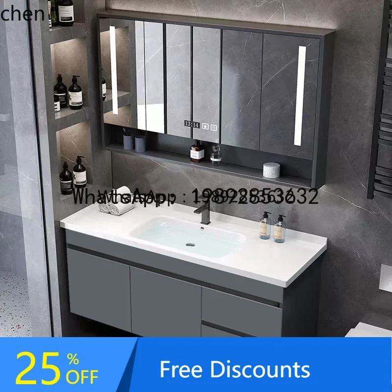 

Solid Wood Bathroom Set Toilet Wash Table Ceramic Integrated Wash Table Washbasin Cabinet Combination