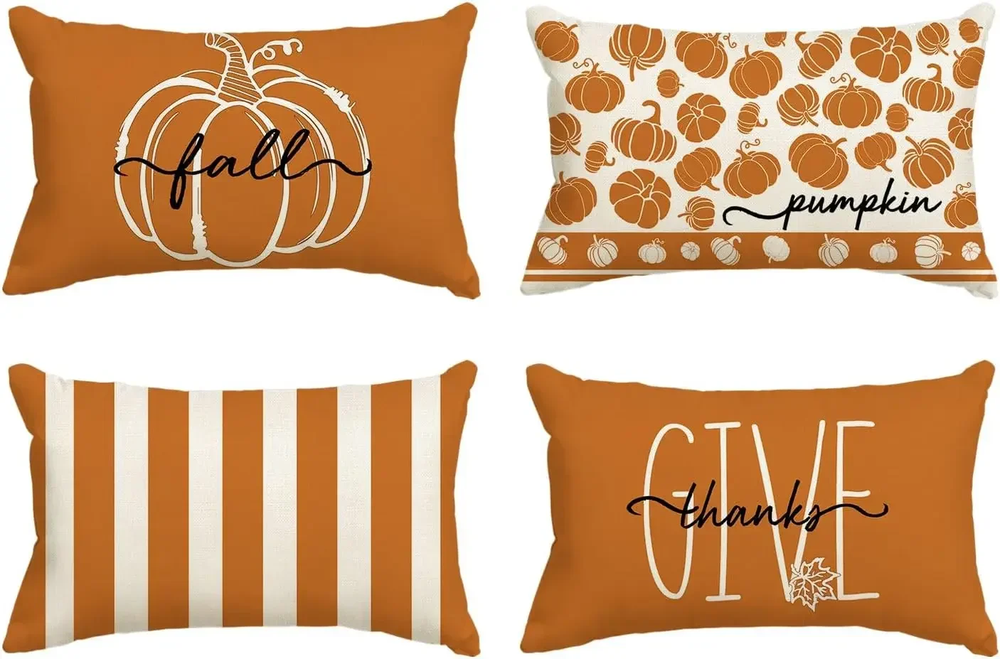 Autumn pumpkin thanks pillow pillowcase, 30X50cm Thanksgiving stripe decorative sofa sand cushion cover