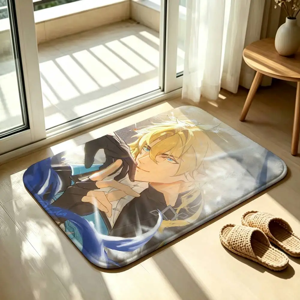 V-Varka G-Genshin Floor Mat Soft Non Slip for Entry Door Bathroom Indoor Home Decorative Carpet