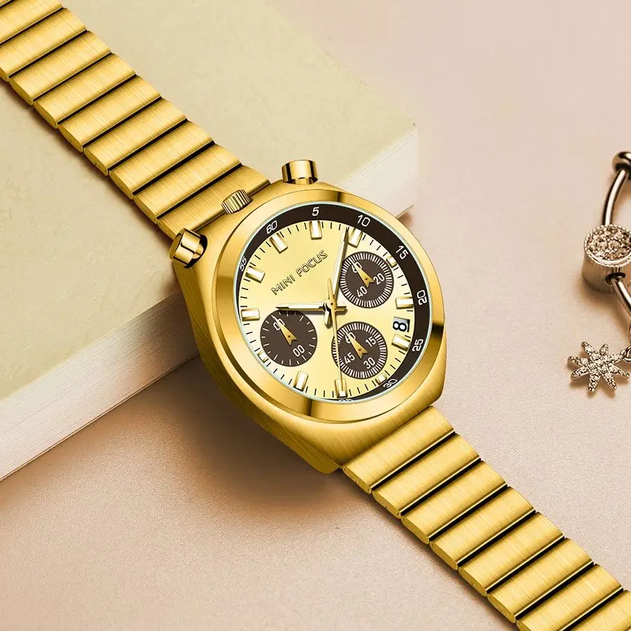 MINI FOCUS Multifunctional Casual and Fashion Quartz Watch for Women Waterproof Chronograph Wrist Watch Ladies Watches 0491L