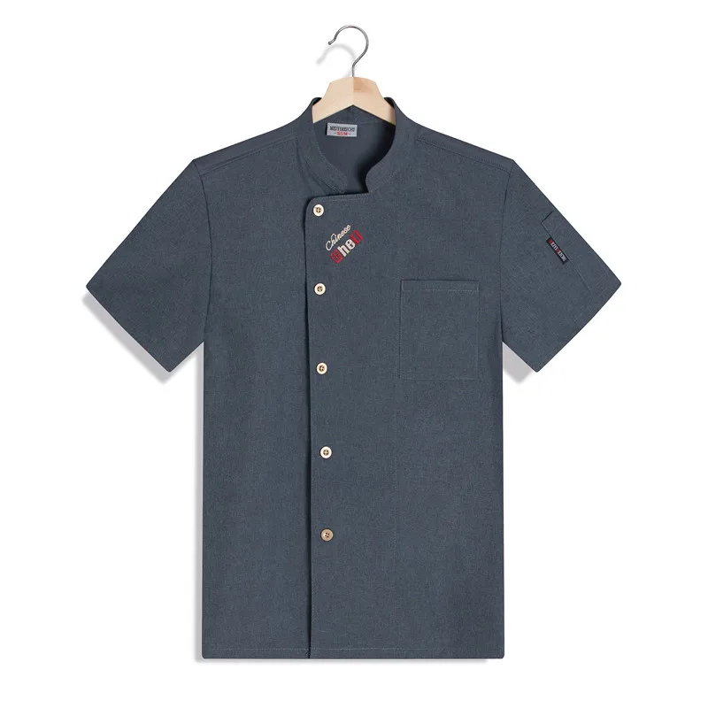 Traje de Chef de manga corta para hombre, ropa de Chef para restaurante occidental, camisa de cocinero, uniforme de cocina Unisex, chaqueta de jefe de cocina