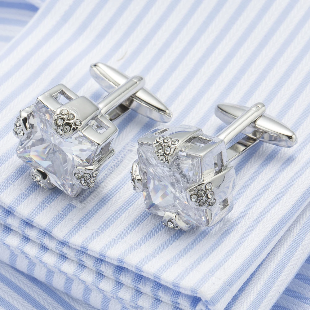VAGULA Classic Luxury gift Party Wedding Suit Shirt Gemelos Jewelry Buttons White Crystal Cuff links 501