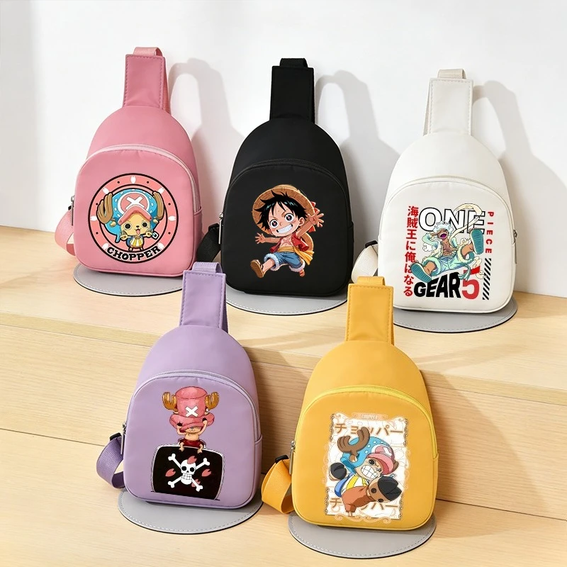 

Сумка через плечо One Piece для мальчиков и девочек, сумки через плечо с принтом персонажей аниме, студенческая сумка с карманом на груди, милая сумочка, подарок на день рождения
