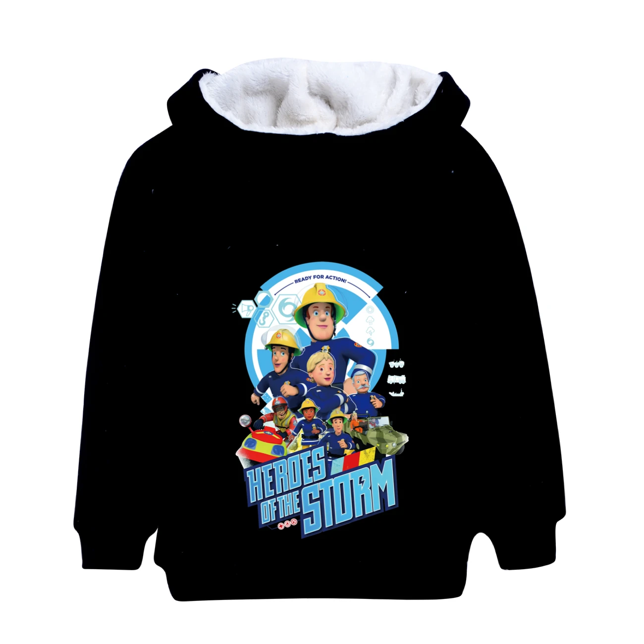 Children's Jacket Kids Winter Fireman Sam Fleece Coat Boy Hoodie Girl Hooded Warm Jacket Zipper Windbreaker Clothing 100-160CM