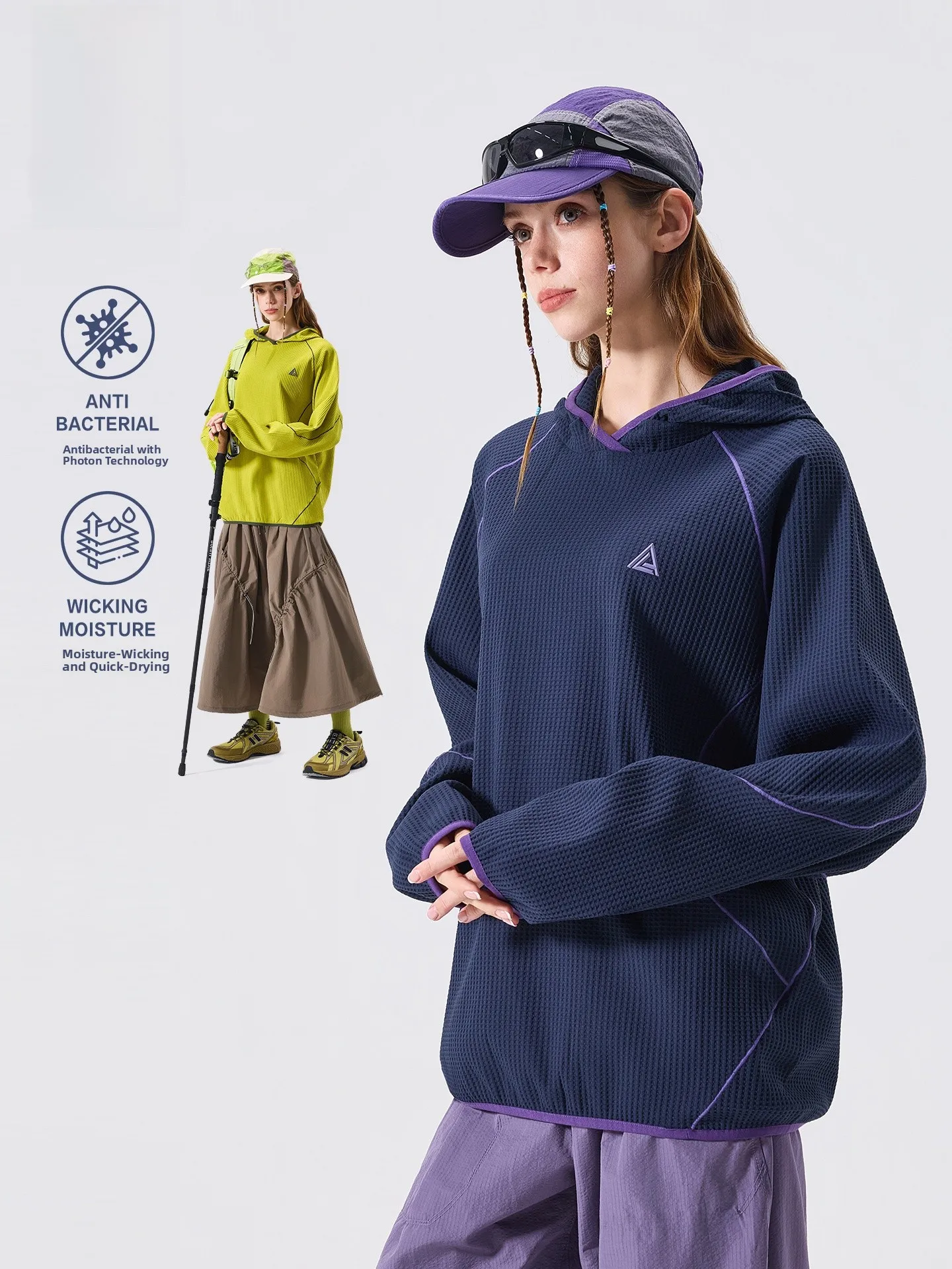 

LAZY DAY Outdoor Quick Dry Long Sleeve Sportswear Women's Spring Mountain Hiking Casual Hooded Top Moisture Wicking T-Shirt
