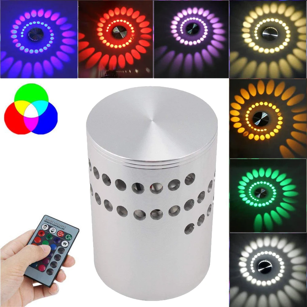 

LED Spiral Hole Wall Light Multiple Colors With RGB Remote Control Suitable For Hall KTV Bar Home Decoration Art Wall Lamp