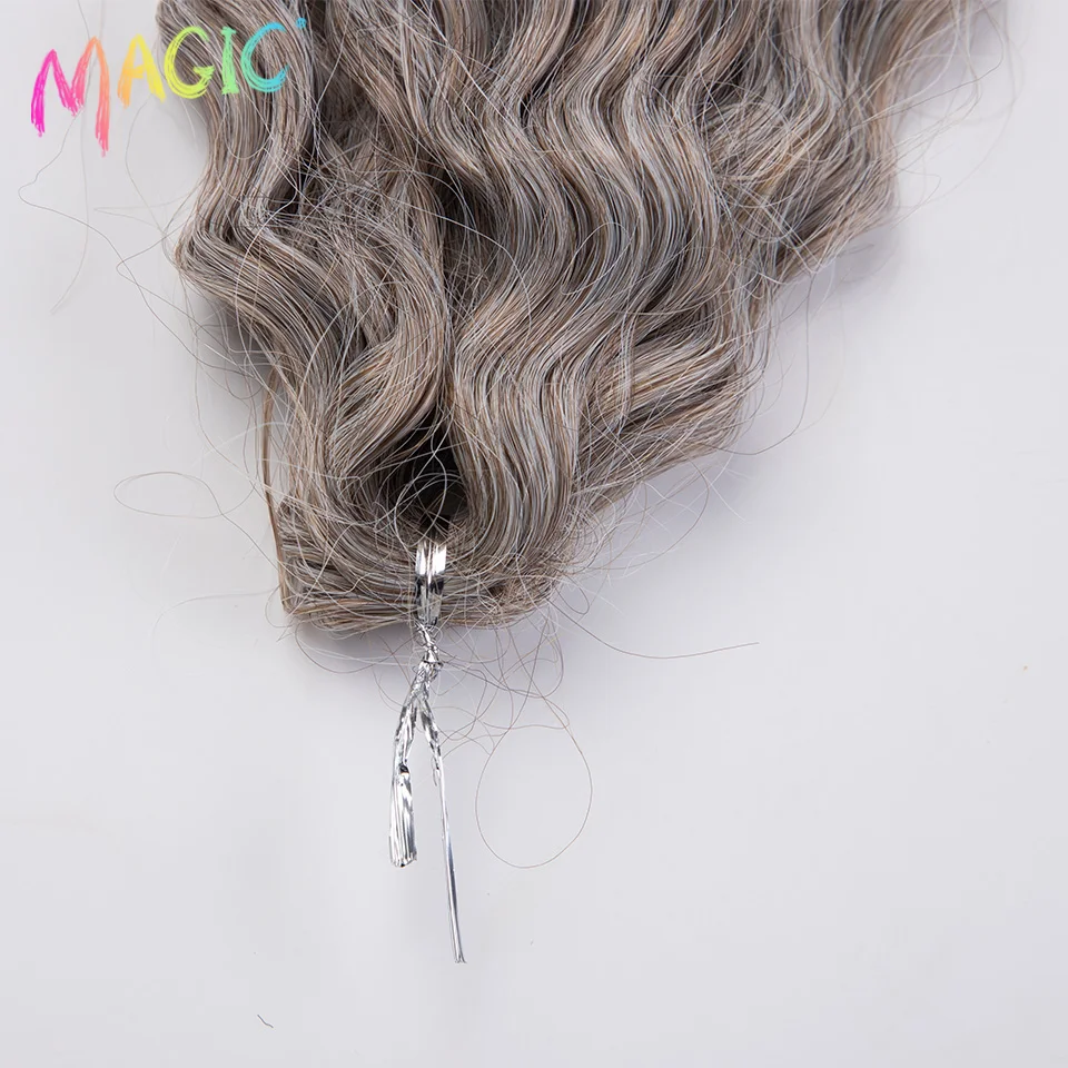 Magic-Extension Capillaire Synthétique Ondulée, 24 Pouces, Cheveux Tressés au Crochet, Ombré Blond Rose, Deep Wave, Cosplay