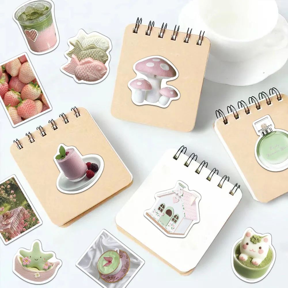 50 قطعة من ملصقات الرياح الإبداعية في أوائل الصيف للفتيات Dream Pastel Ins، تزيين الحساب، جراب هاتف DIY، ملصقات الكمبيوتر المحمول