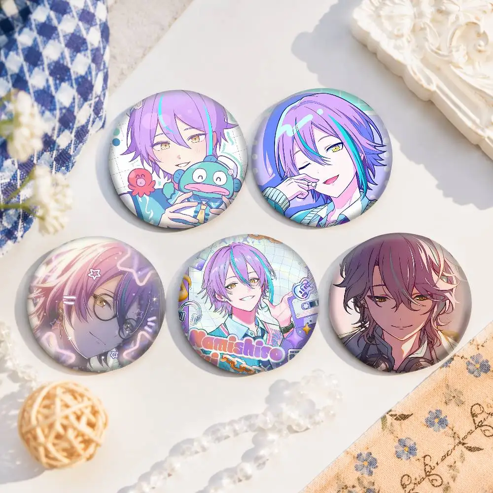 Kamishiro Rui Snap-in Pins Cartoon Character Round Creative Brooches For Backpack Accessories Jewelry Gifts