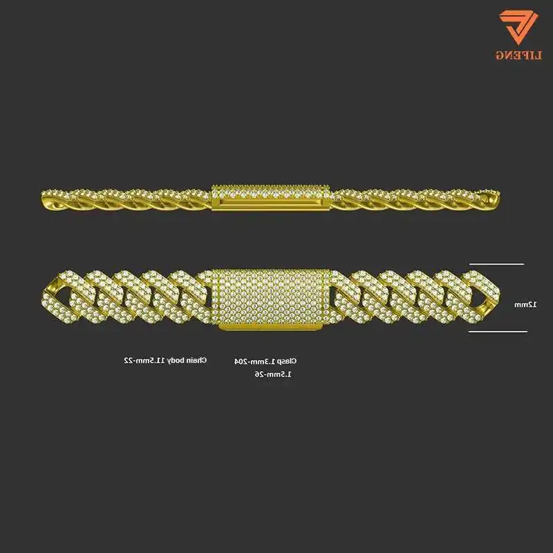 

Ready to Ship 12mm Cuban Link Chain High Quality Moissanite Hip Hop Jewelry 925 Silver Iced Out Cuban Chain Necklace With GRA