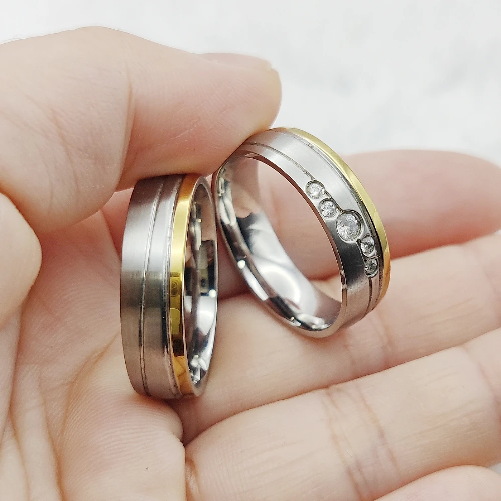 Good Quality Hypoallergenic Titanium Jewelry Proposal Ring Designer His and Hers Wedding Engagement Rings For Couples