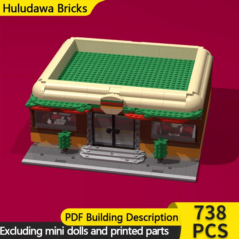 

City Street View Model MOC Building Brick Burger Restaurant Modular Technology Children Holiday Gifts Assemble Toys Suit