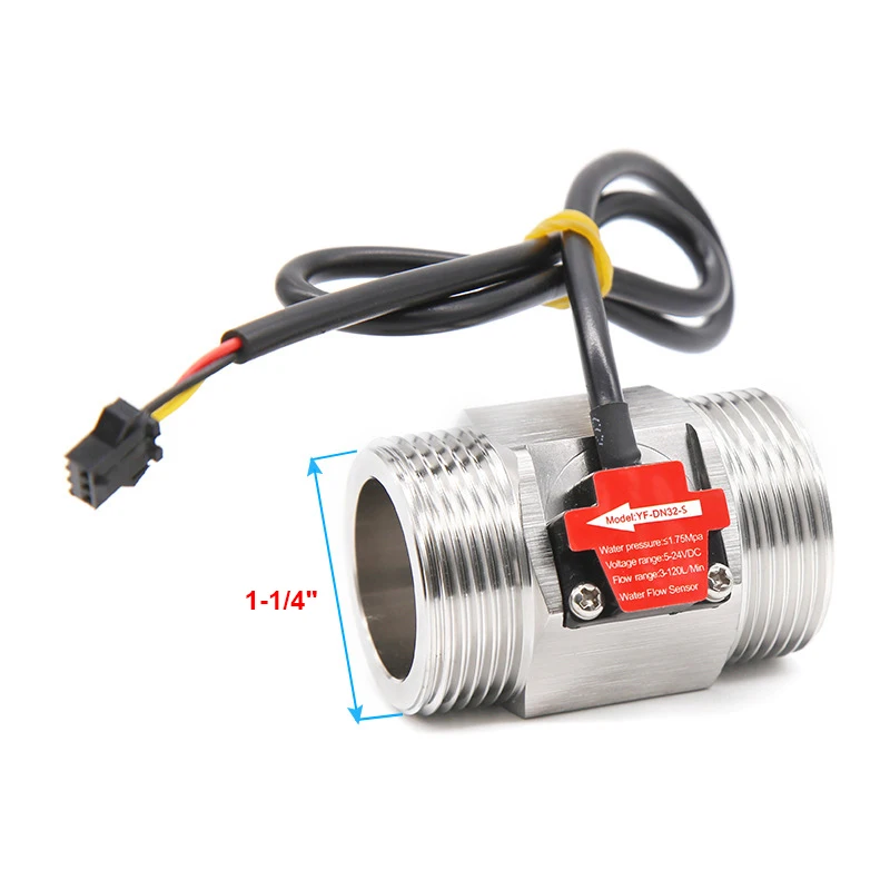 1-1/4 inch Rvs Waterstroomsensor Flowmeter 1.75MPa DC3.5 ~ 24 V NPN Hall Turbine Flow Switch Sensor