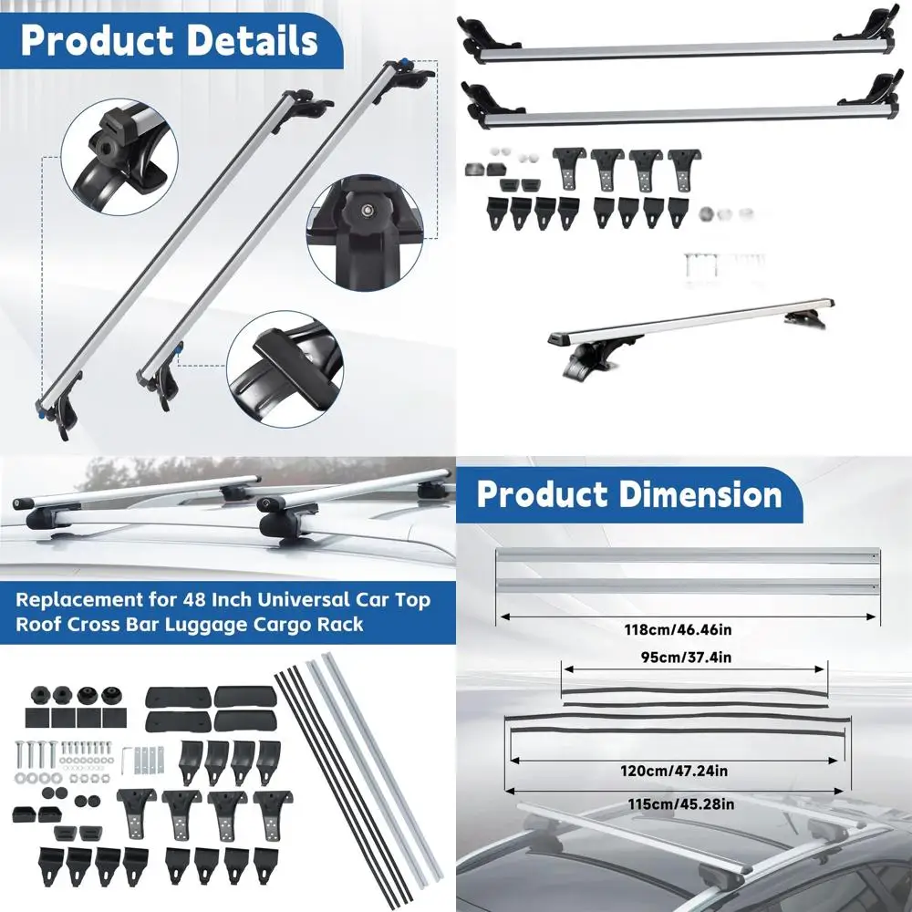 

Aluminum 48 Car Roof Cross Bar Rack for Luggage and Cargo with 3 Clamps