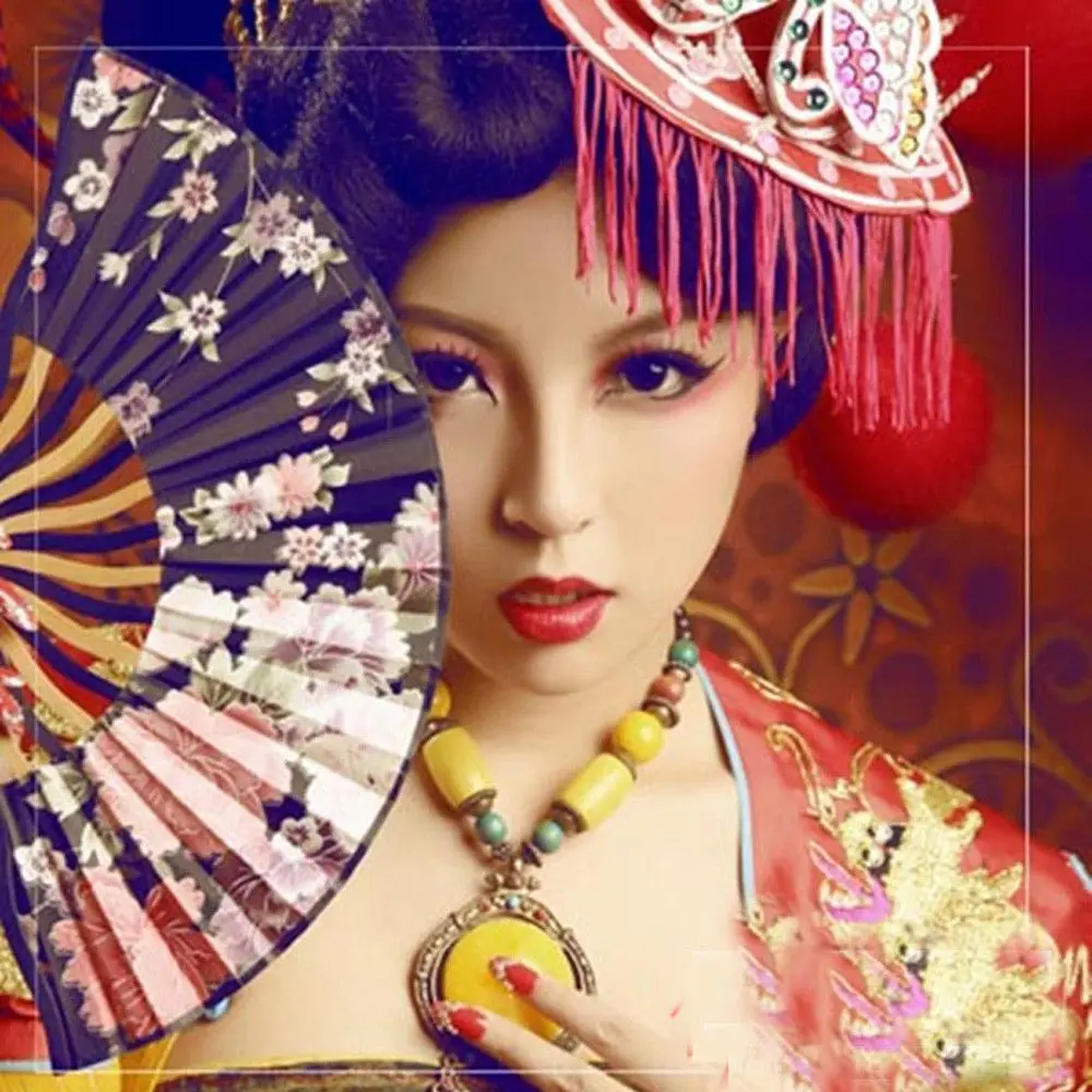 Portable Elegant Flower Handmade Summer Gift Personalized Fan Crafts Folding Fan Dance Hand Fan Home Decoration