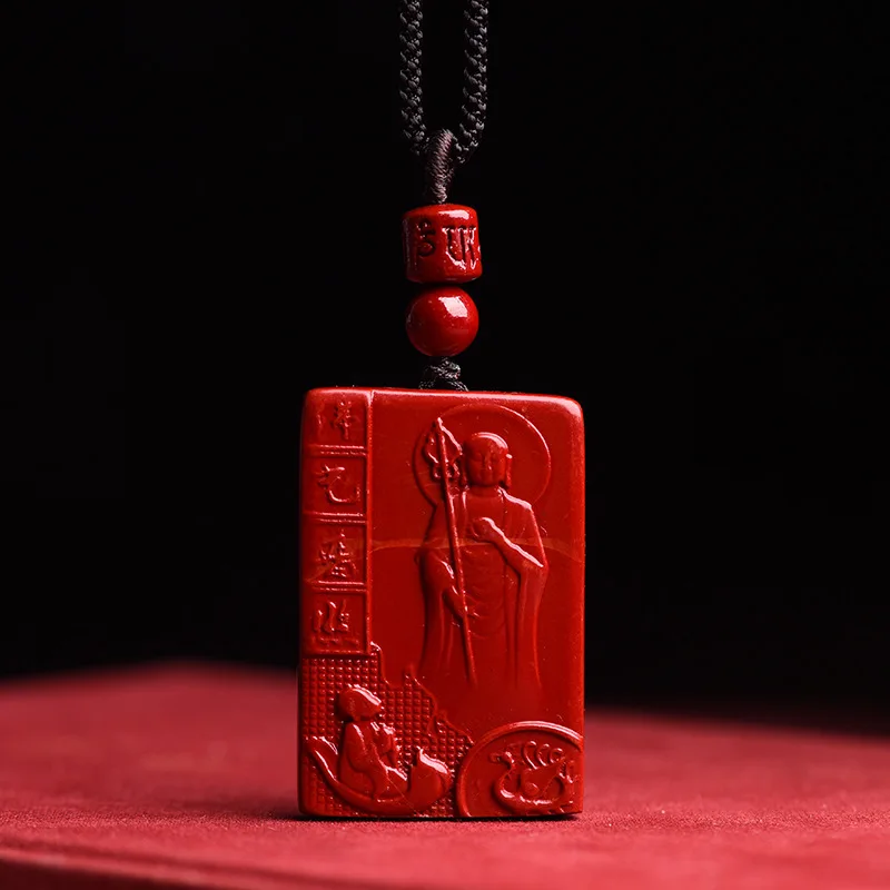 Natural Cinnabar Pitching Incident Brand Buddha's Light Shines Pendant Zijin Sand Joker Pendant